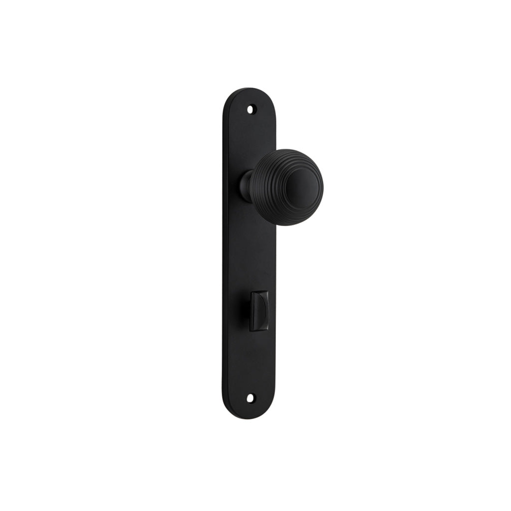 Guildford Knob - Oval Backplate Matt Black / Privacy / Lever Set Only