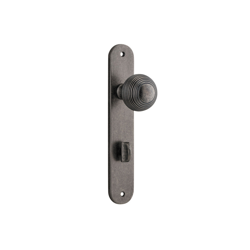 Guildford Knob - Oval Backplate Distressed Nickel / Privacy / Lever Set Only
