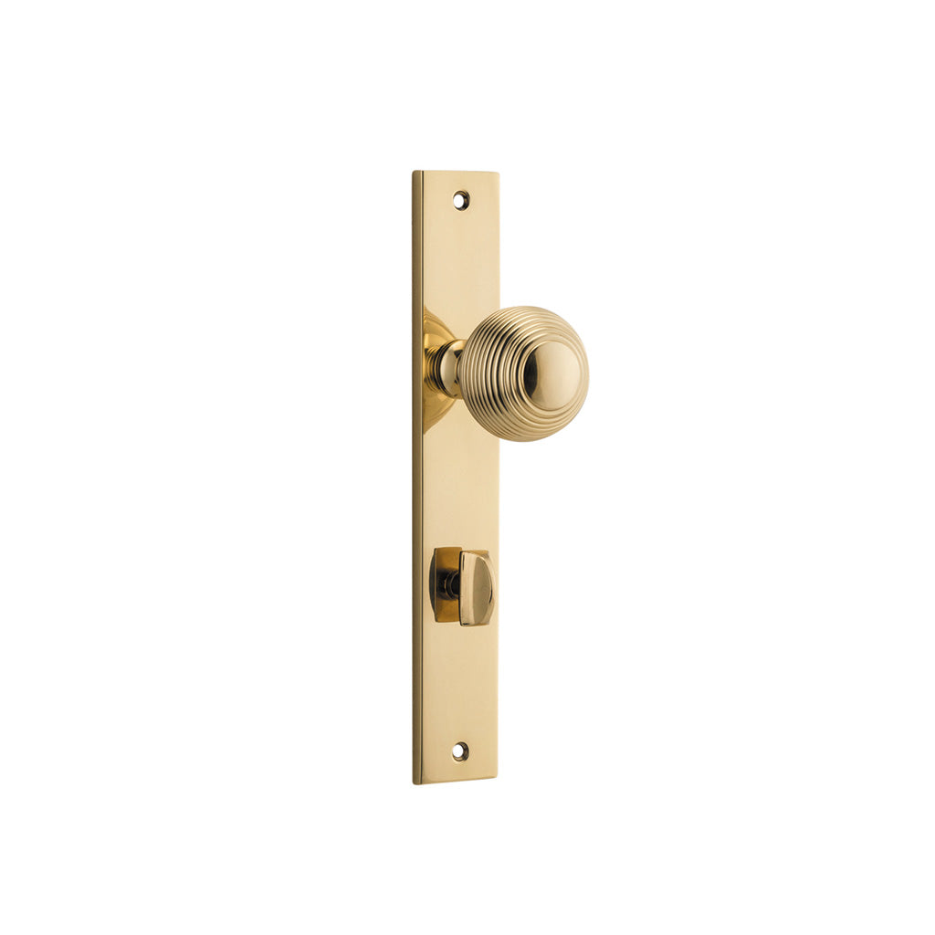 Guildford Knob - Rectangular Backplate Polished Brass / Privacy / Lever Set Only