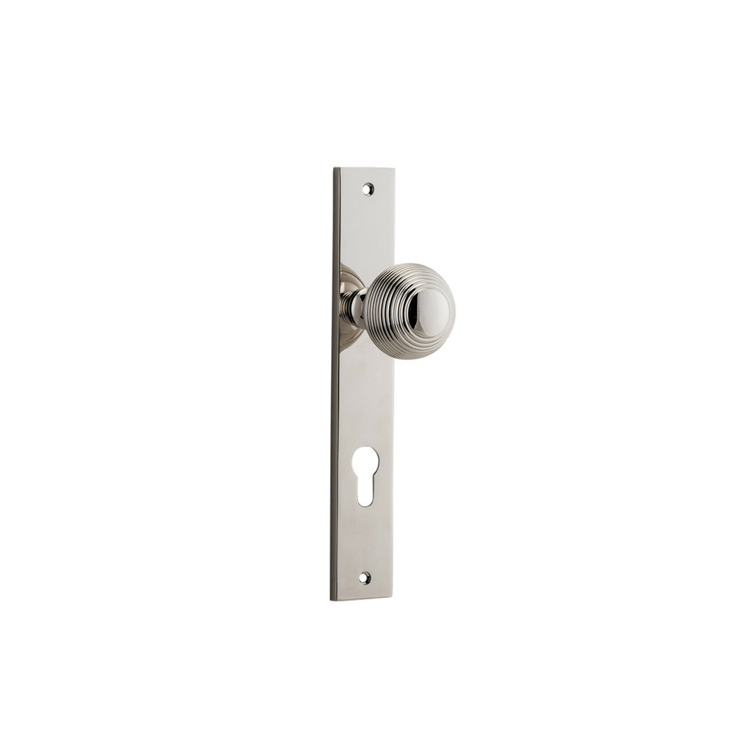 Guildford Knob - Rectangular Backplate Polished Nickel / Entrance / Lever Set Only