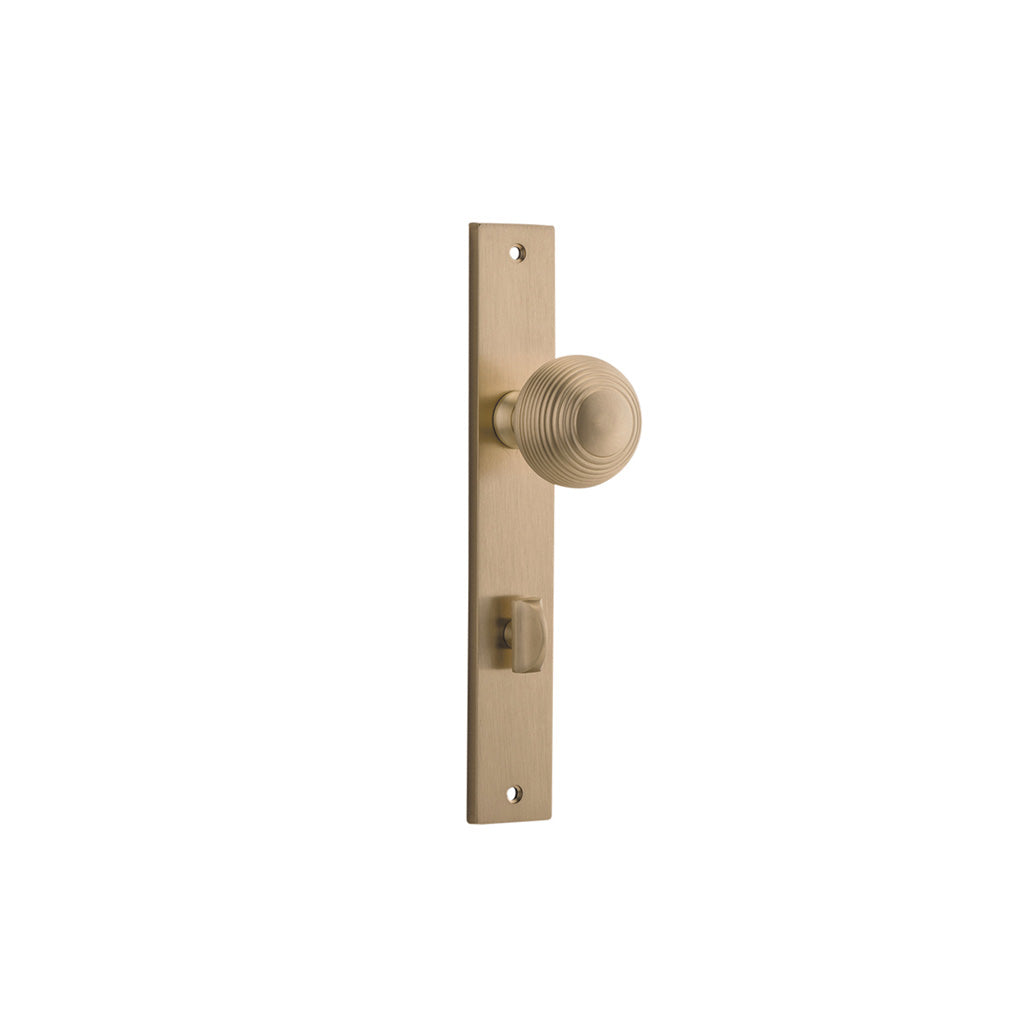 Guildford Knob - Rectangular Backplate Brushed Brass / Privacy / Lever Set Only