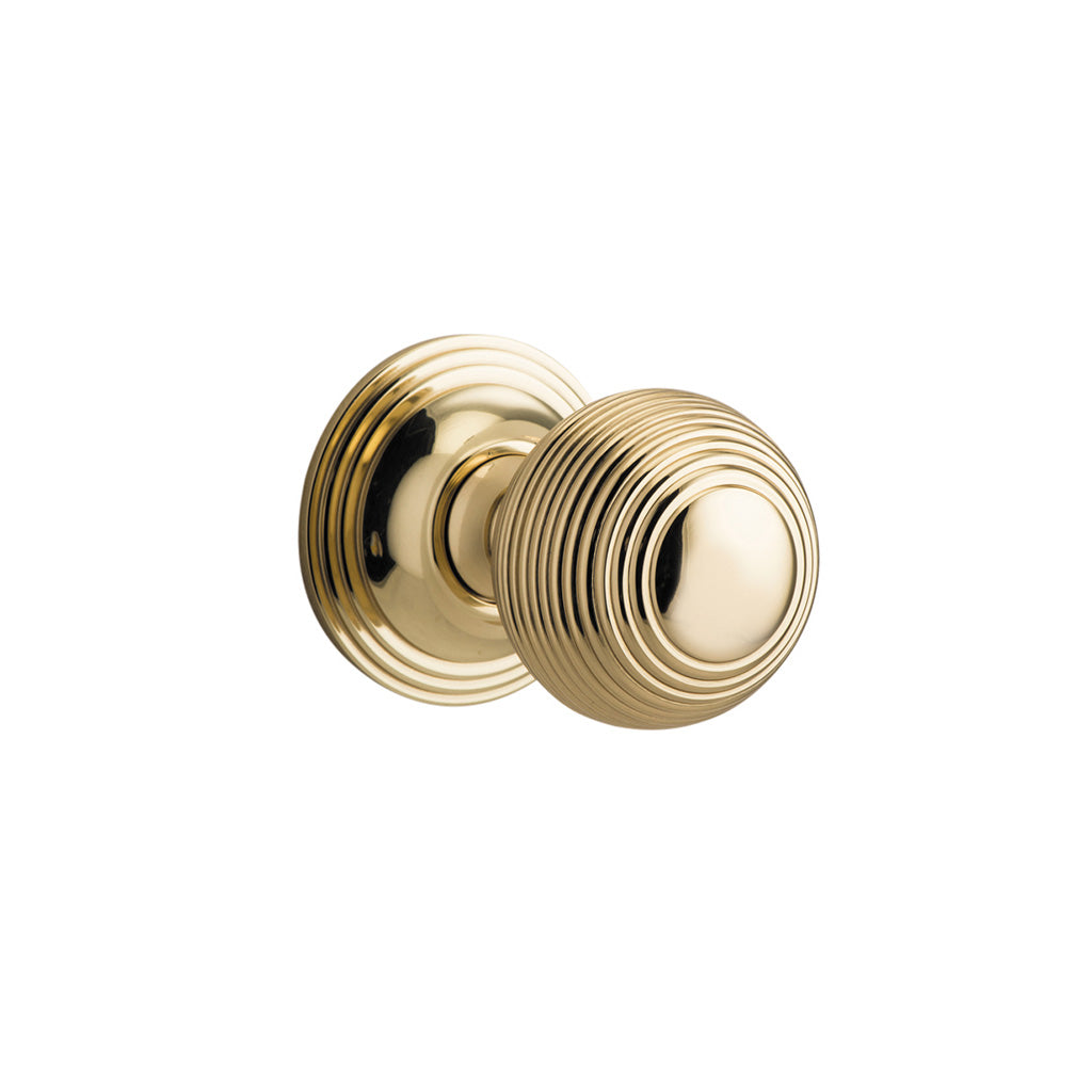 Guildford Knob - Round Rose Polished Brass / Passage / Lever Set Only