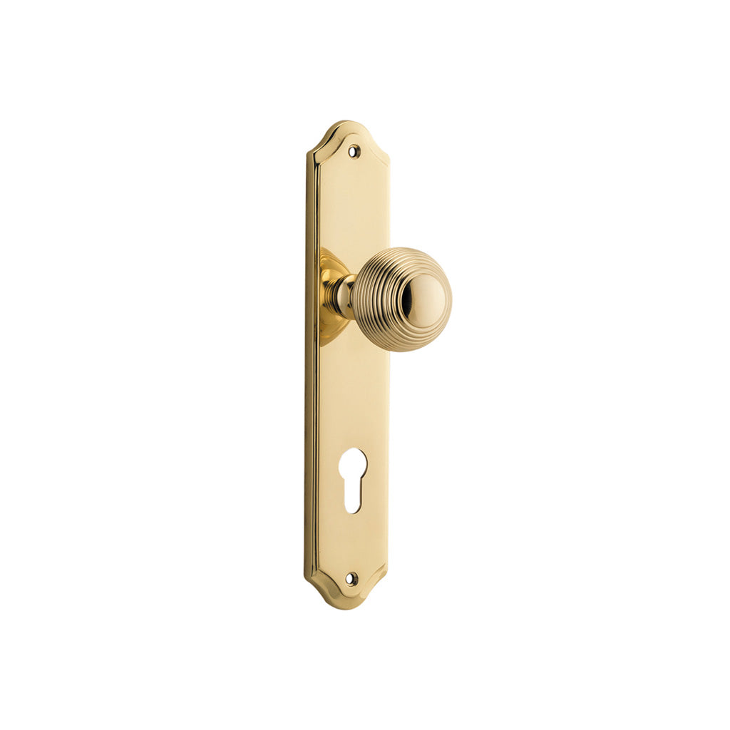 Guildford Knob - Shouldered Backplate Polished Brass / Entrance / Lever Set Only