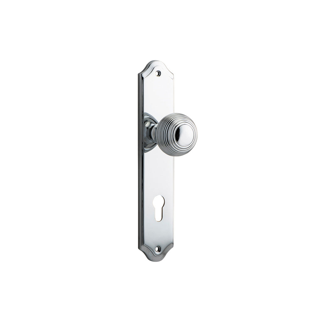 Guildford Knob - Shouldered Backplate Polished Chrome / Entrance / Lever Set Only