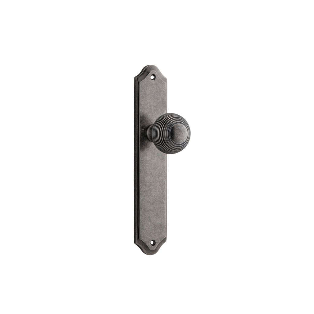 Guildford Knob - Shouldered Backplate Distressed Nickel / Passage / Lever Set Only