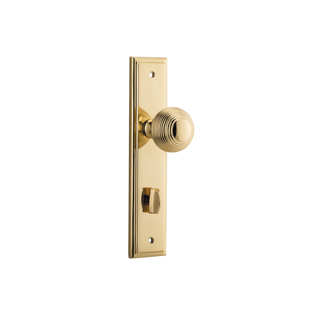 Guildford Knob - Stepped Backplate Polished Brass / Privacy / Lever Set Only