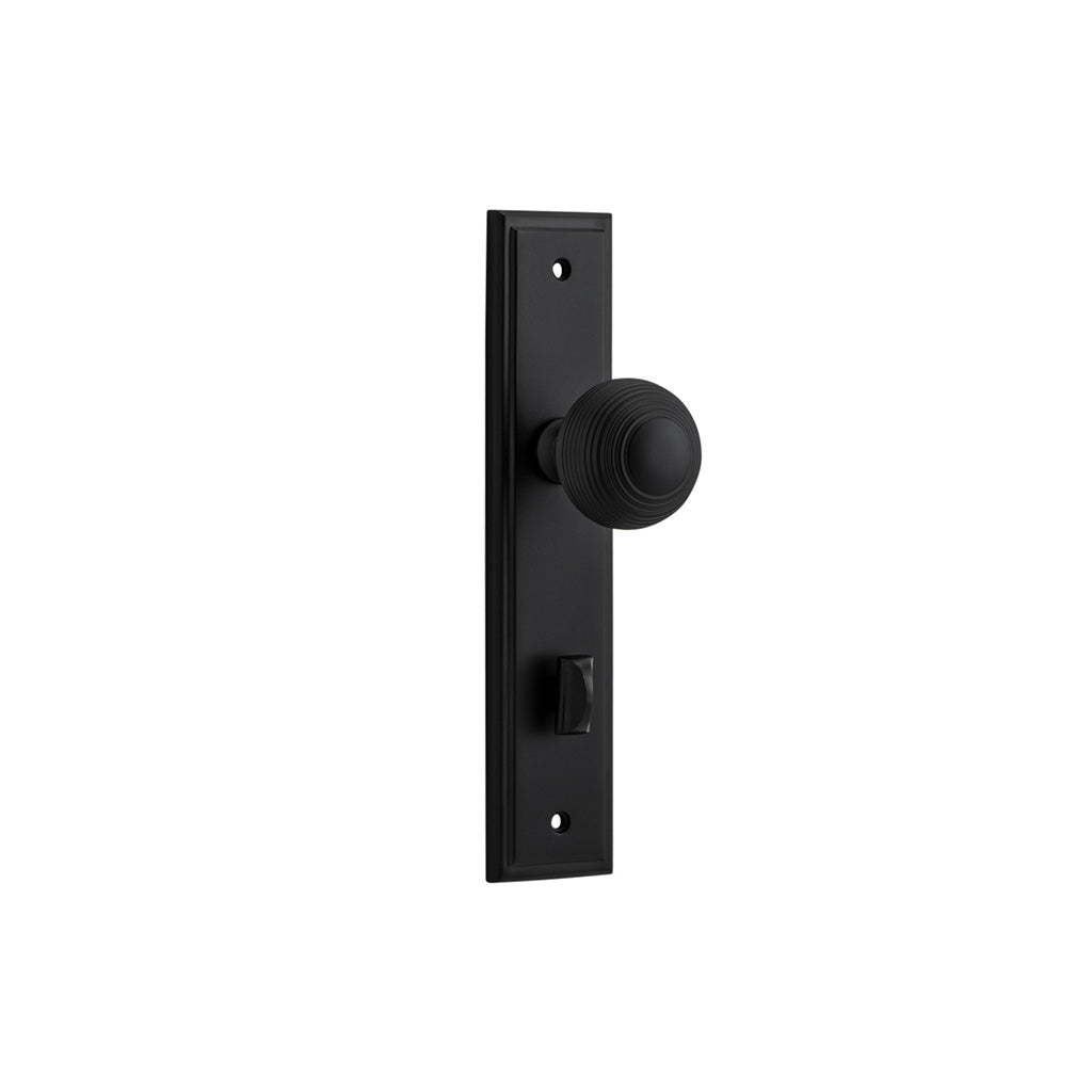 Guildford Knob - Stepped Backplate Matt Black / Privacy / Lever Set Only