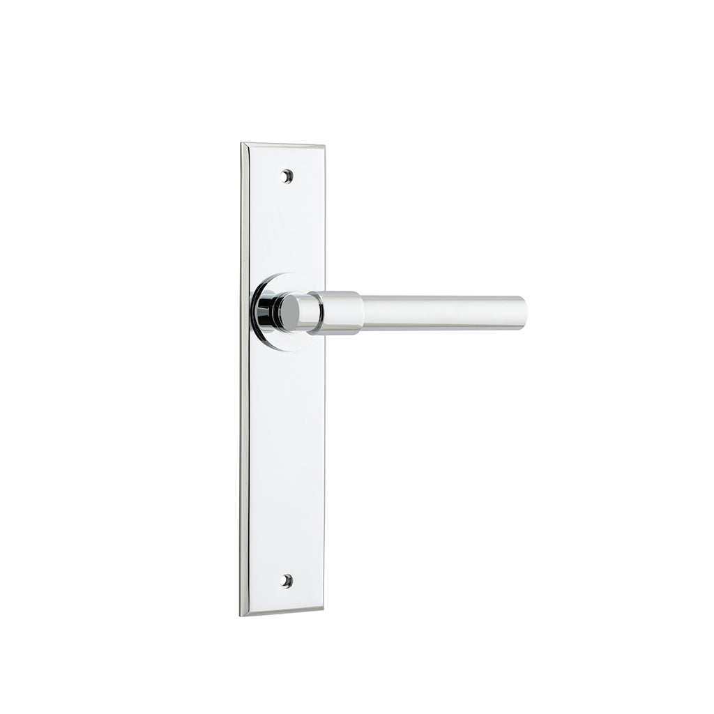 Helsinki Lever - Chamfered Backplate Polished Chrome / Passage / Lever Set Only