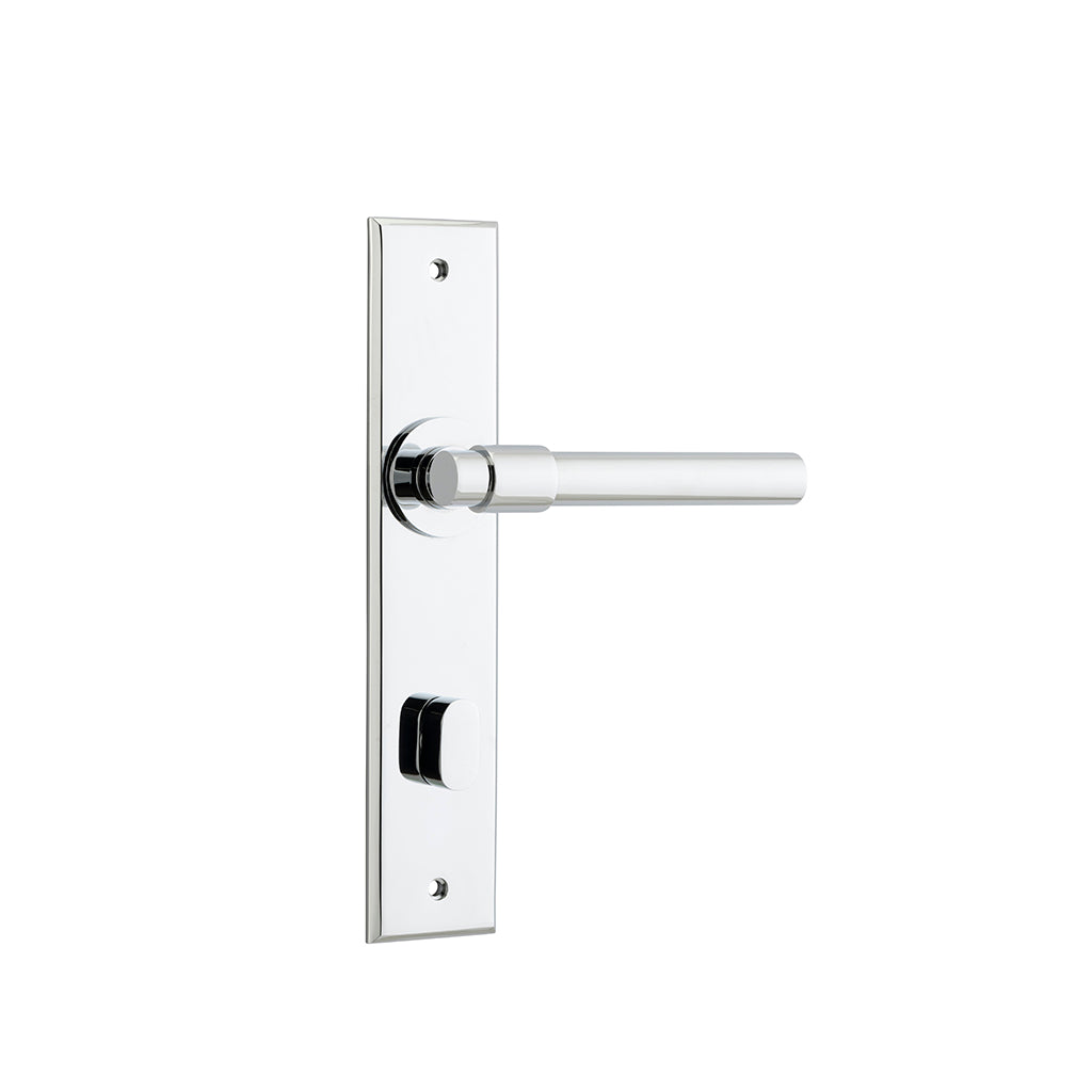 Helsinki Lever - Chamfered Backplate Polished Chrome / Privacy / Lever Set Only