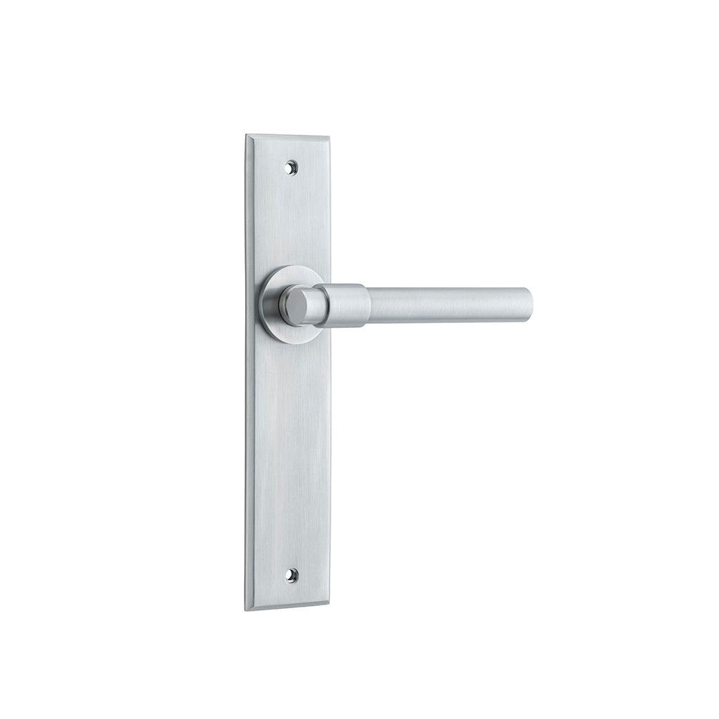 Helsinki Lever - Chamfered Backplate Brushed Chrome / Passage / Lever Set Only