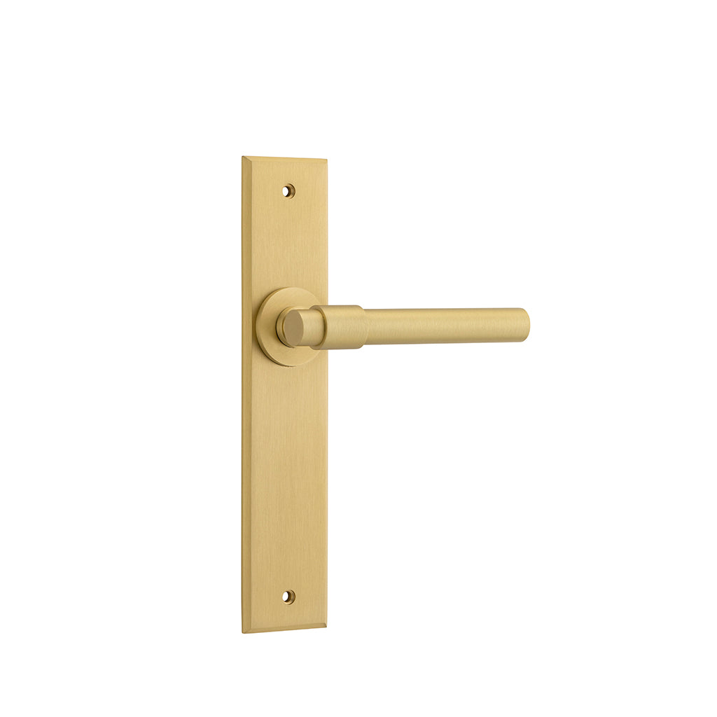 Helsinki Lever - Chamfered Backplate Brushed Gold PVD / Passage / Lever Set Only