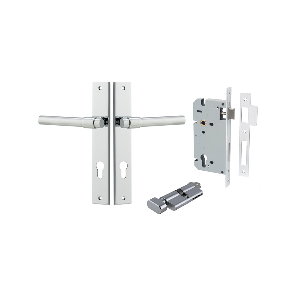 Helsinki Lever - Rectangular Backplate Polished Chrome / Entrance / Entrance Kit (Key-Thumb)