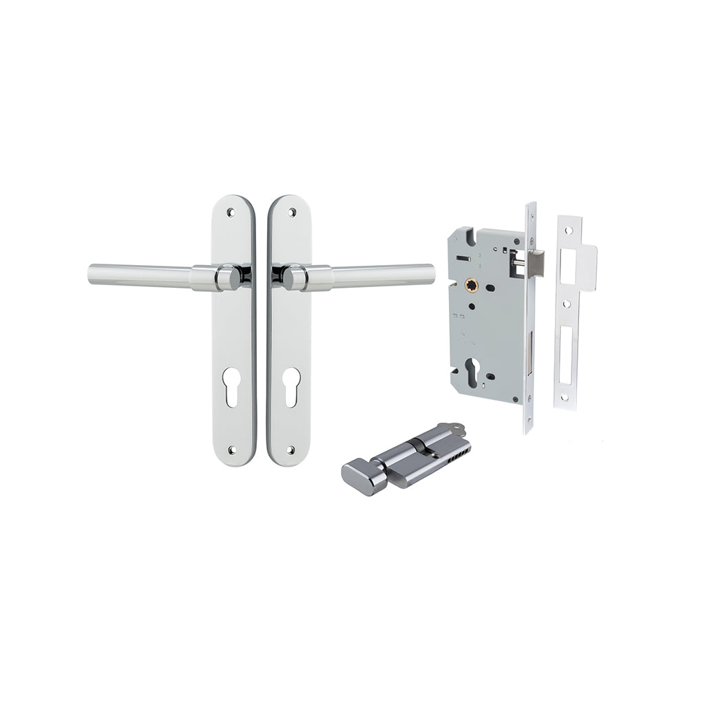 Helsinki Lever - Oval Backplate Polished Chrome / Entrance / Entrance Kit (Key-Thumb)