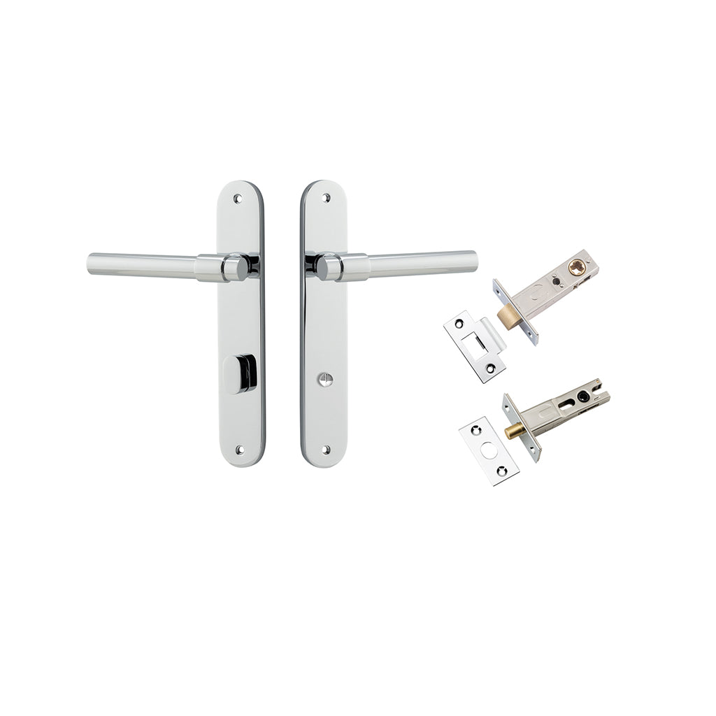 Helsinki Lever - Oval Backplate Polished Chrome / Privacy / Separate Privacy Kit