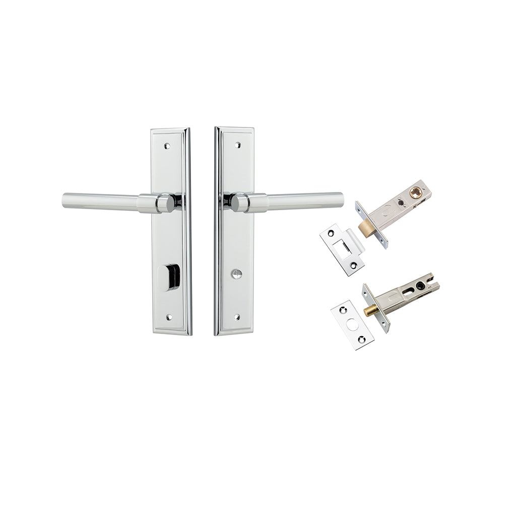 Helsinki Lever - Stepped Backplate Polished Chrome / Privacy / Separate Privacy Kit