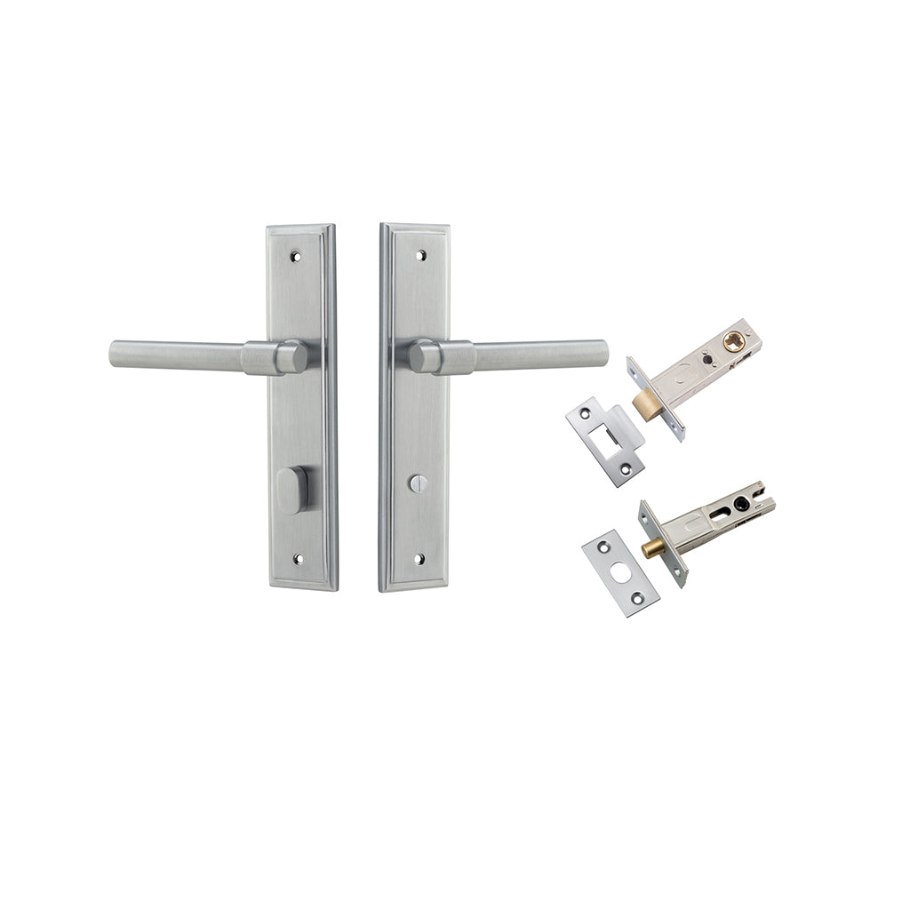 Helsinki Lever - Stepped Backplate Brushed Chrome / Privacy / Separate Privacy Kit
