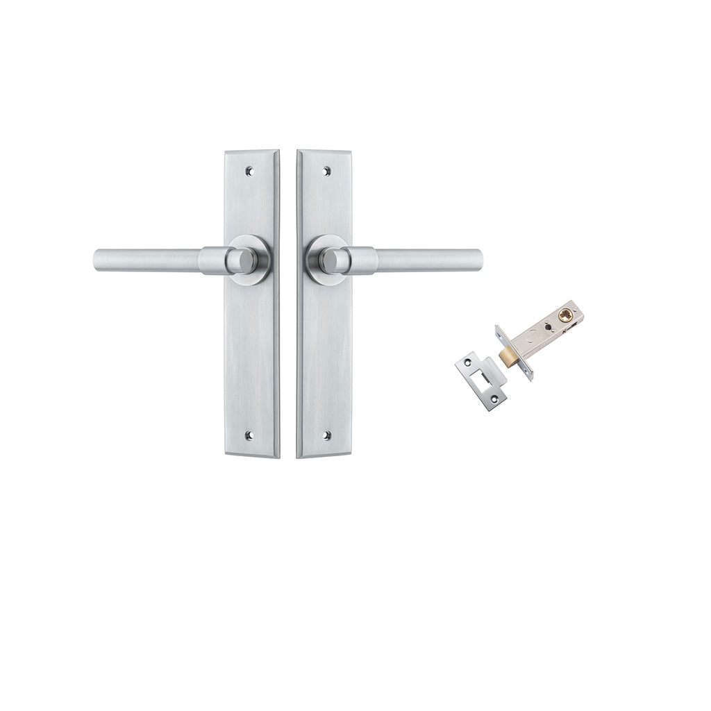 Helsinki Lever - Chamfered Backplate Brushed Chrome / Passage / Passage Kit
