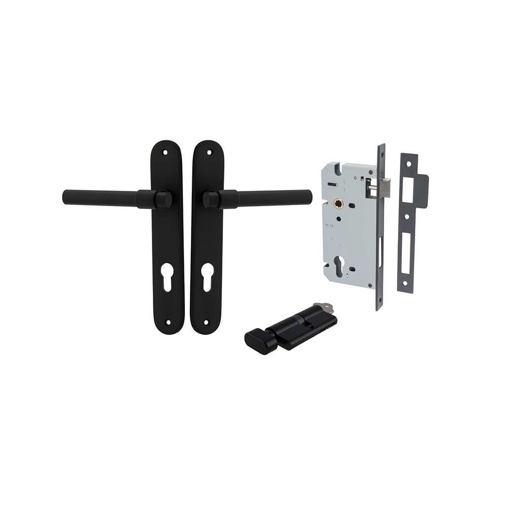 Helsinki Lever - Oval Backplate Matt Black / Entrance / Entrance Kit (Key-Thumb)