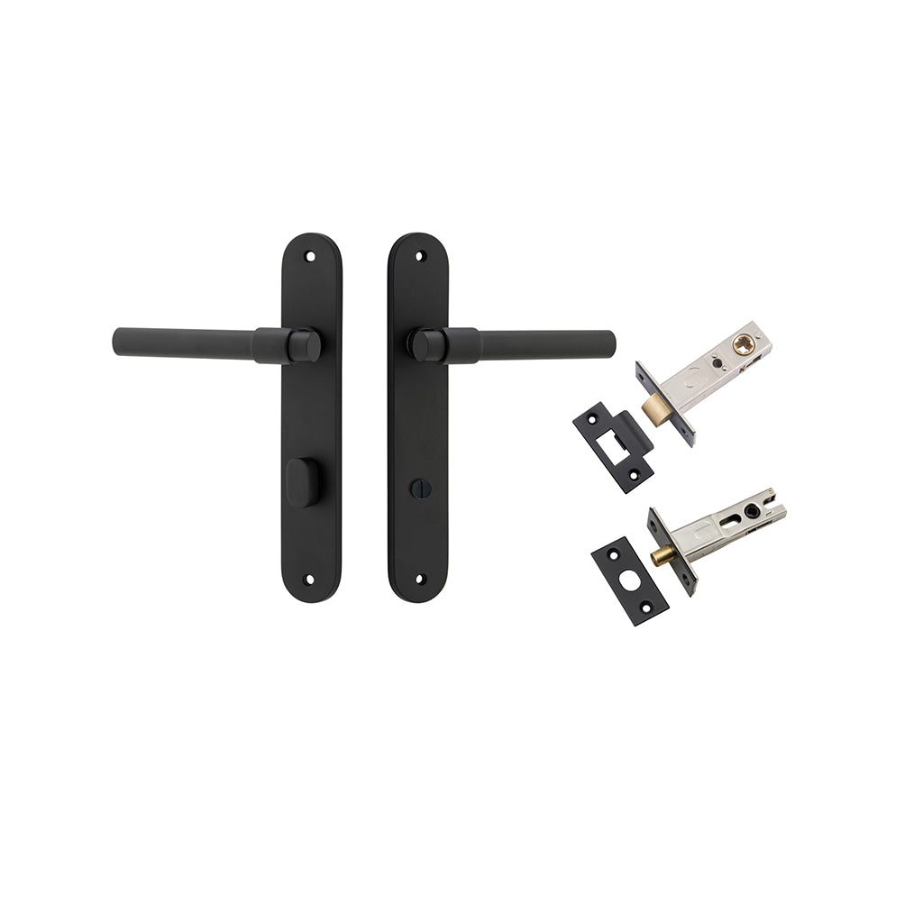 Helsinki Lever - Oval Backplate Matt Black / Privacy / Separate Privacy Kit