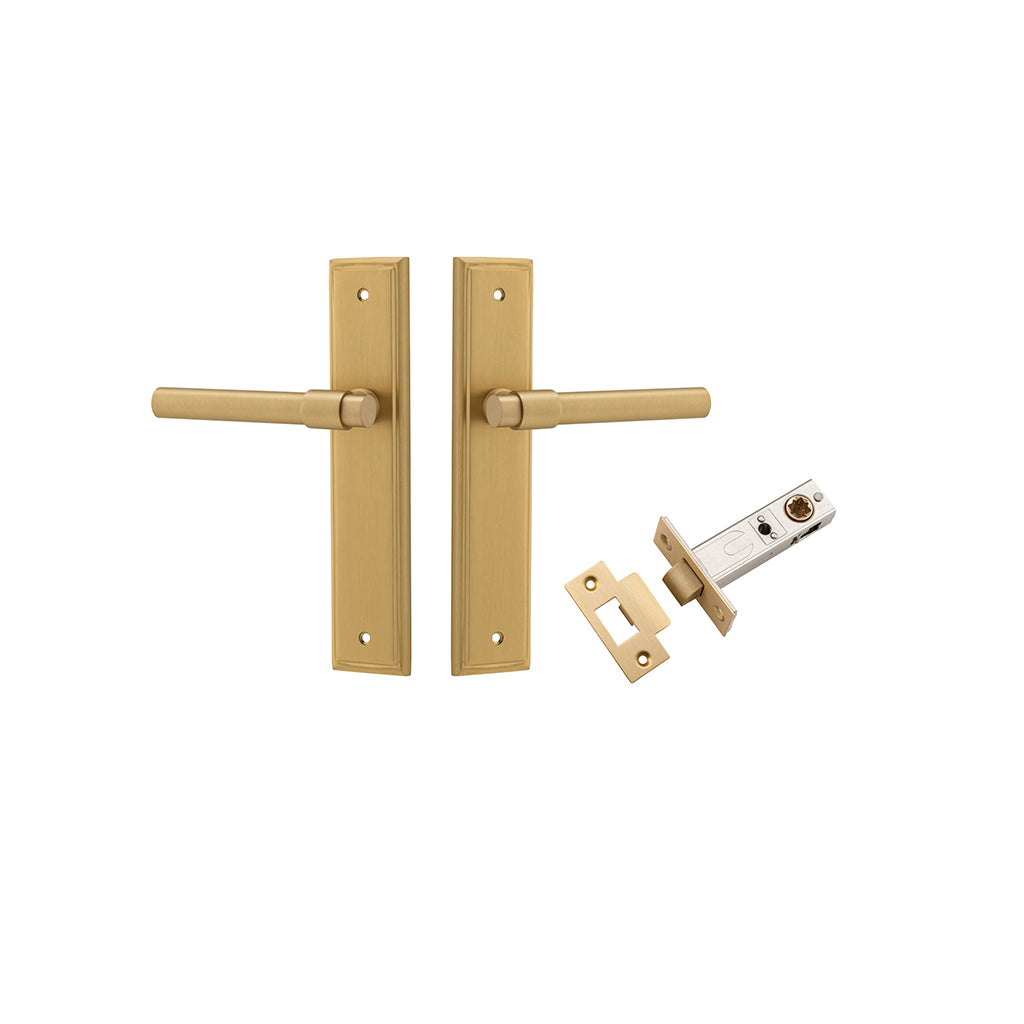 Helsinki Lever - Stepped Backplate Brushed Brass / Passage / Passage Kit