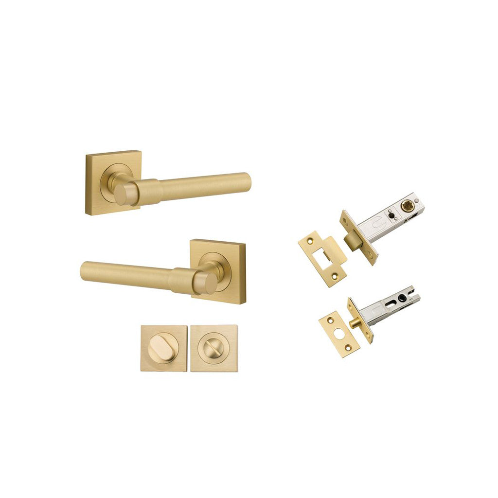 Helsinki Lever - Square Rose Brushed Gold PVD / Privacy / Separate Privacy Kit