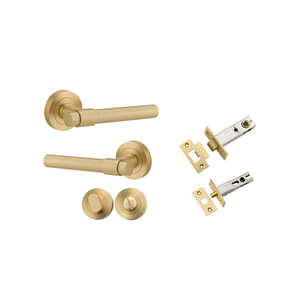 Helsinki Lever - Round Rose Brushed Gold PVD / Privacy / Separate Privacy Kit