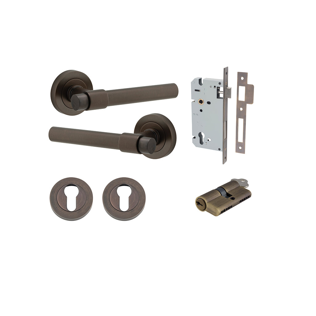 Helsinki Lever - Round Rose Signature Brass / Entrance / Entrance Kit Dual Function (Key-Key)