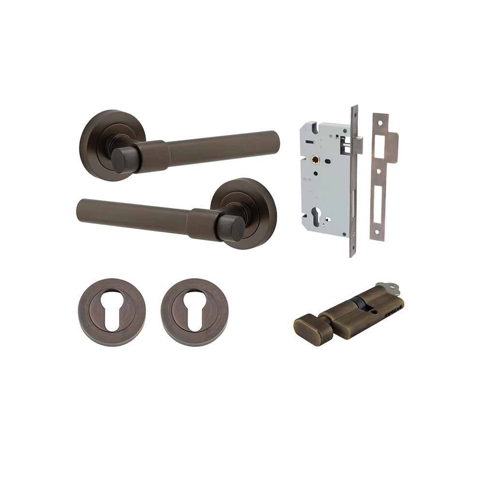 Helsinki Lever - Round Rose Signature Brass / Entrance / Entrance Kit (Key-Thumb)