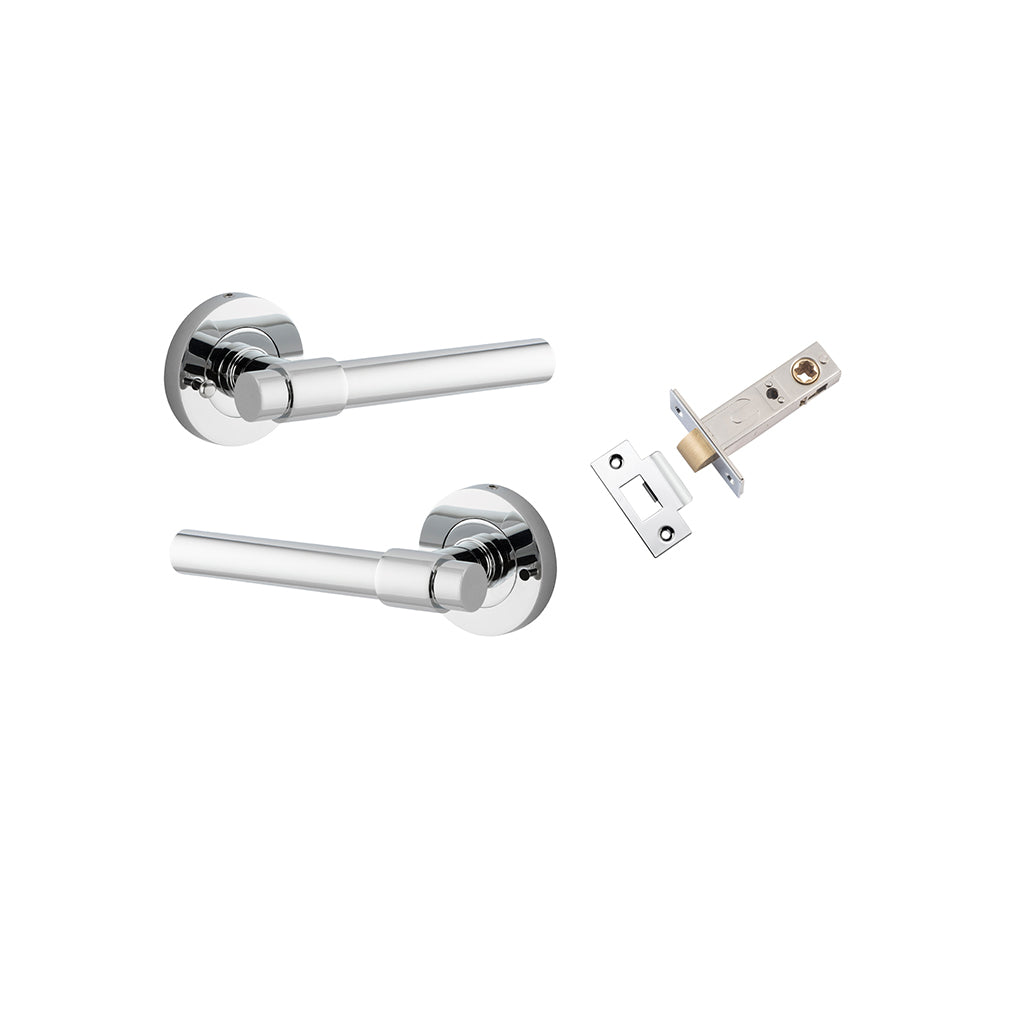 Helsinki Lever - Round Rose Polished Chrome / Privacy / Inbuilt Privacy Kit