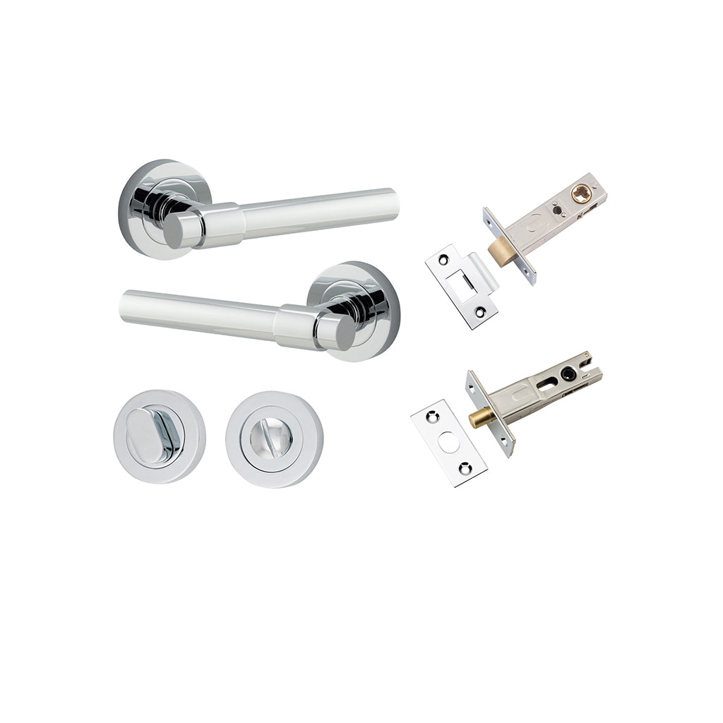 Helsinki Lever - Round Rose Polished Chrome / Privacy / Separate Privacy Kit