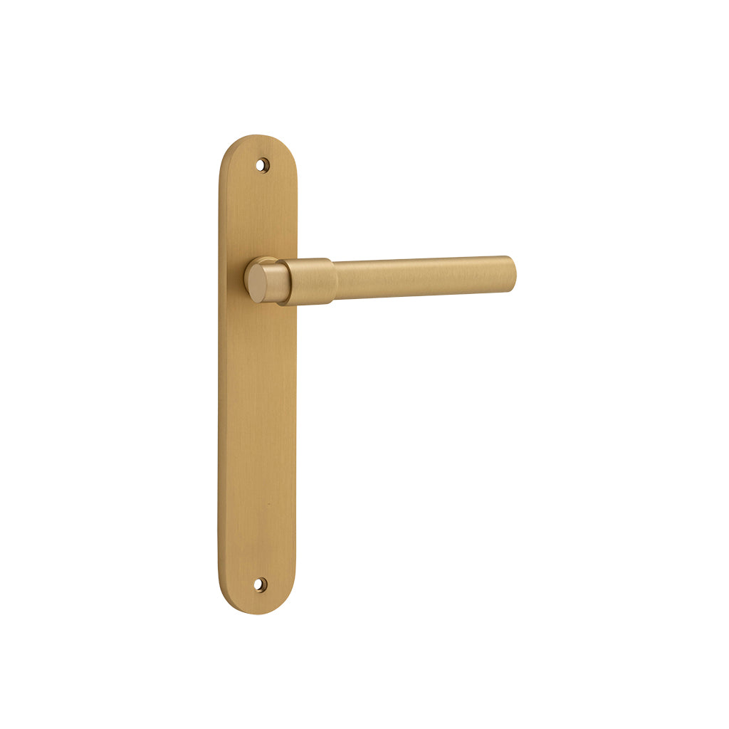 Helsinki Lever - Oval Backplate Brushed Brass / Passage / Lever Set Only