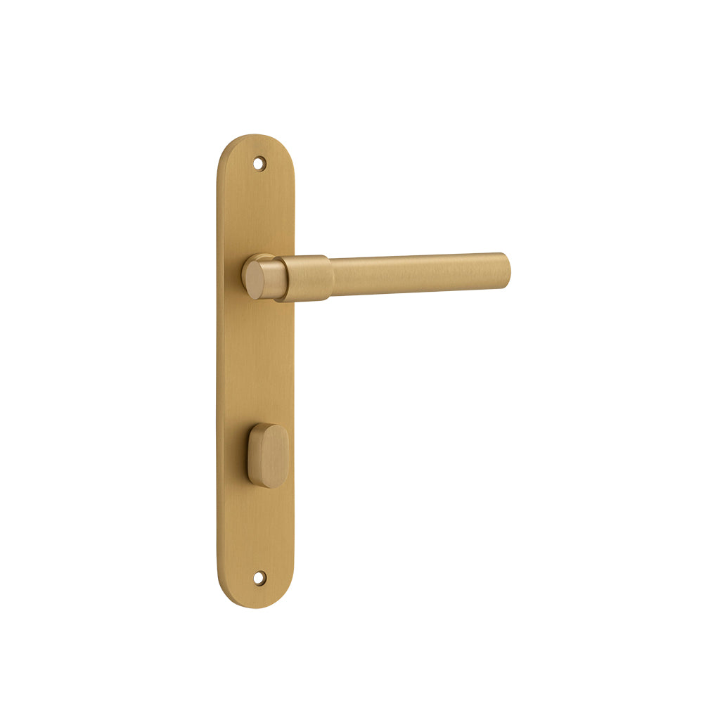 Helsinki Lever - Oval Backplate Brushed Brass / Privacy / Lever Set Only