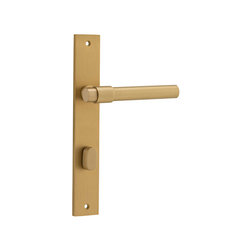 Helsinki Lever - Rectangular Backplate Brushed Brass / Privacy / Lever Set Only