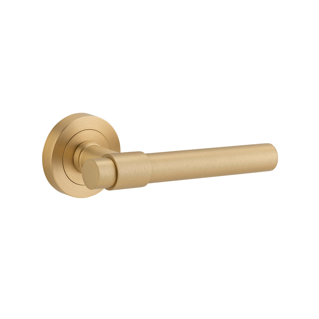 Helsinki Lever - Round Rose Brushed Brass / Passage / Lever Set Only