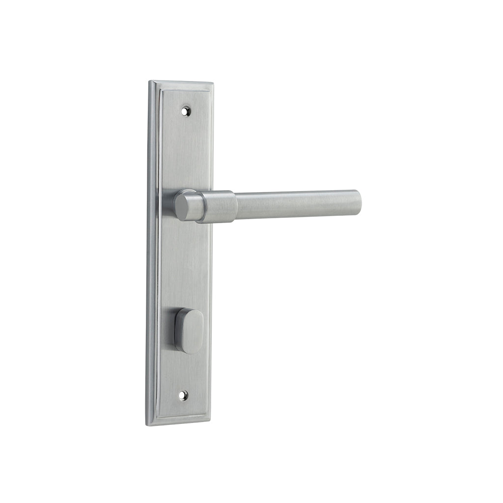 Helsinki Lever - Stepped Backplate Brushed Chrome / Privacy / Lever Set Only