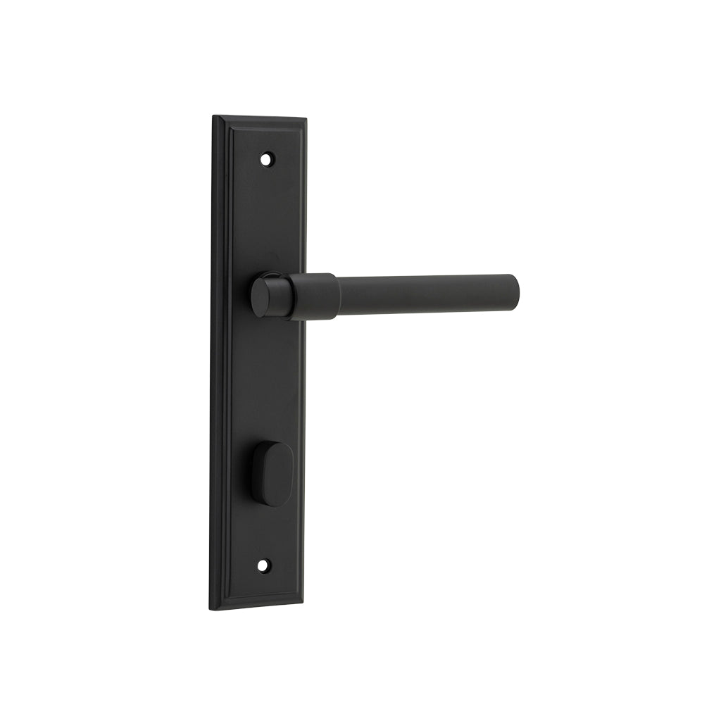 Helsinki Lever - Stepped Backplate Matt Black / Privacy / Lever Set Only