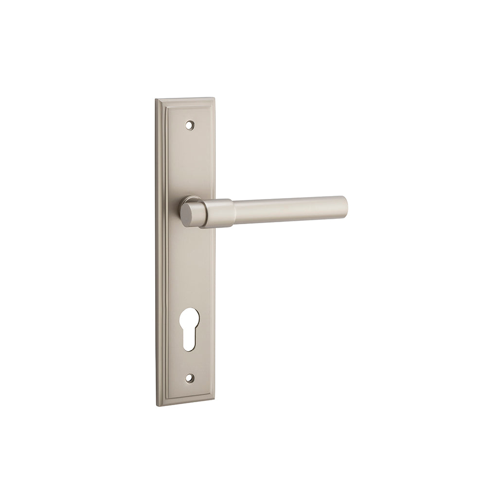 Helsinki Lever - Stepped Backplate Satin Nickel / Entrance / Lever Set Only