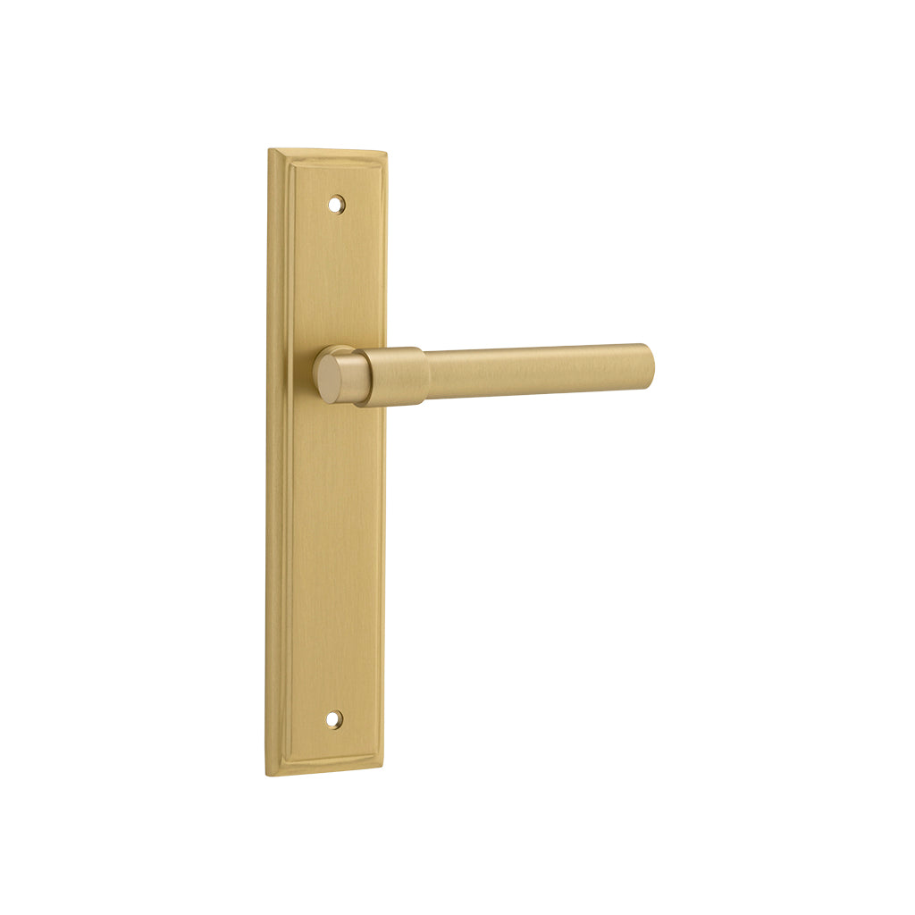 Helsinki Lever - Stepped Backplate Brushed Gold PVD / Passage / Lever Set Only