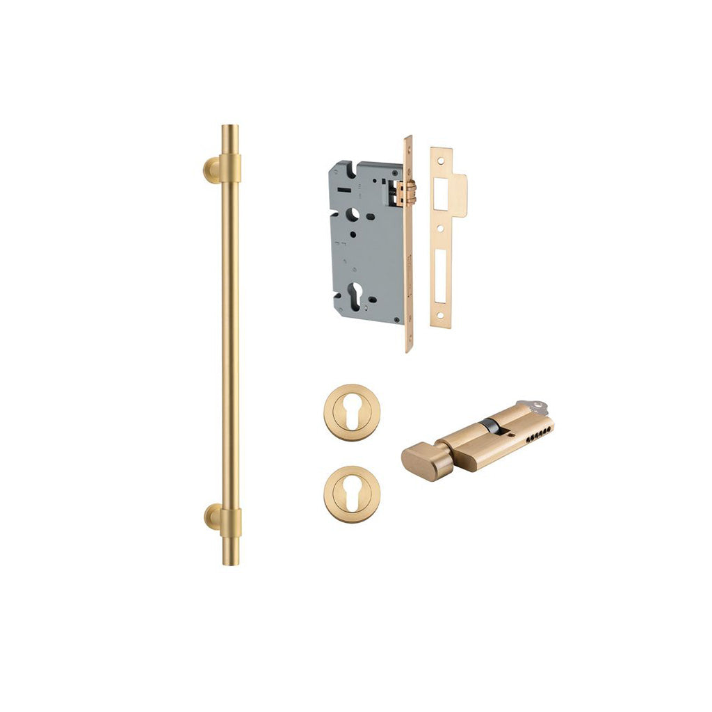 Helsinki Pull Handle Brushed Gold PVD / 450mm / Entrance Kit (Key-Thumb)