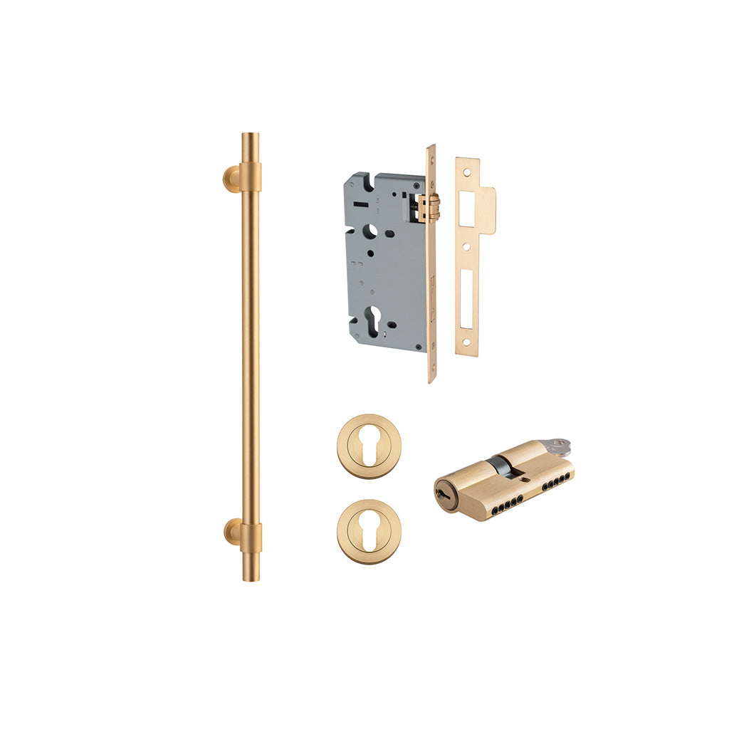 Helsinki Pull Handle Brushed Brass / 450mm / Entrance Kit Dual Function (Key-Key)