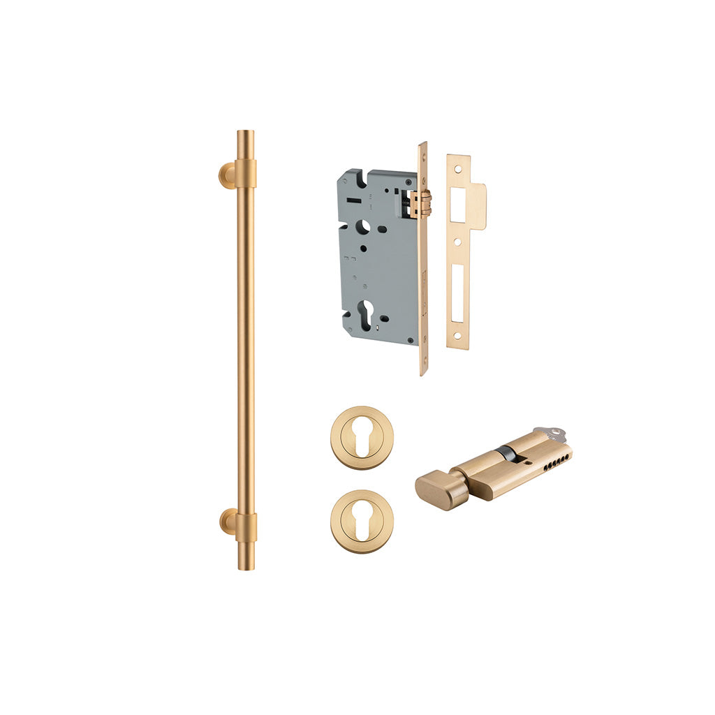Helsinki Pull Handle Brushed Brass / 450mm / Entrance Kit (Key-Thumb)
