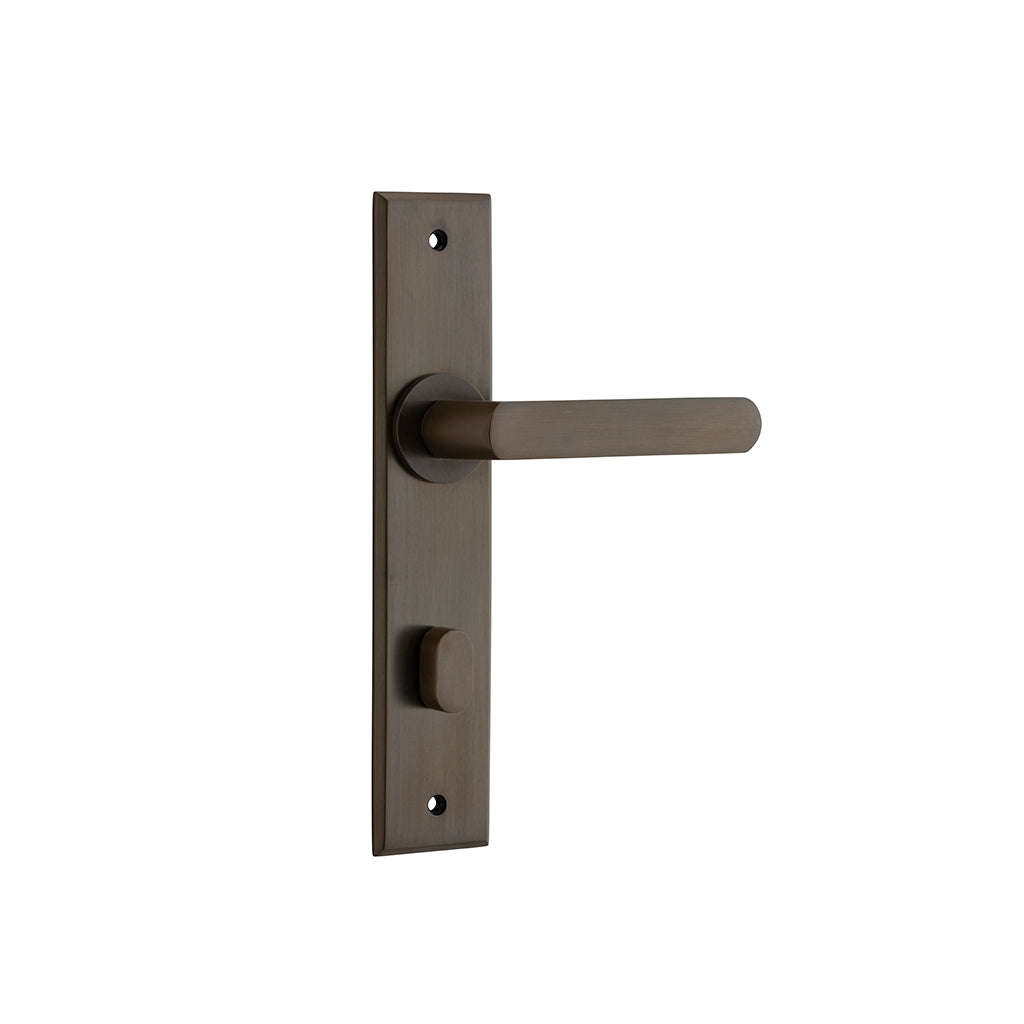 Osaka Lever - Chamfered Backplate Signature Brass / Privacy / Lever Set Only