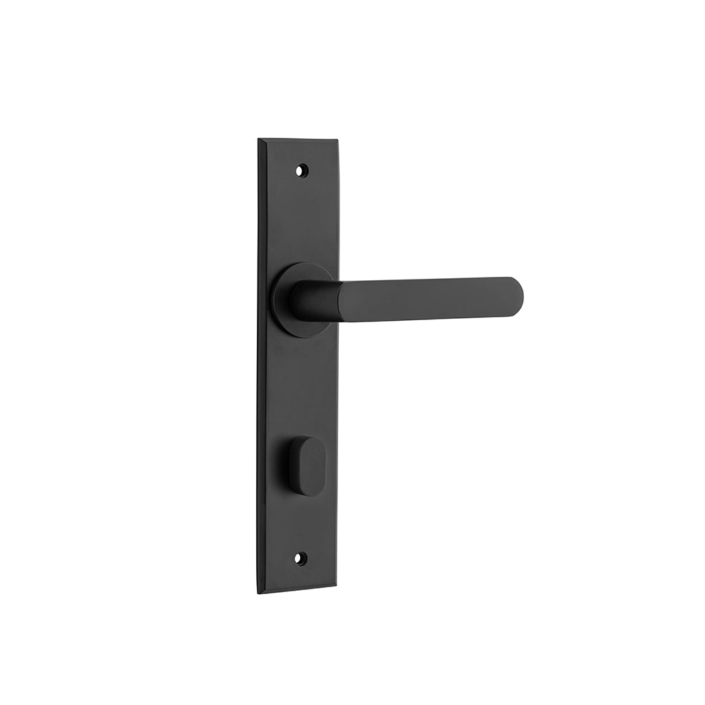 Osaka Lever - Chamfered Backplate Matt Black / Privacy / Lever Set Only