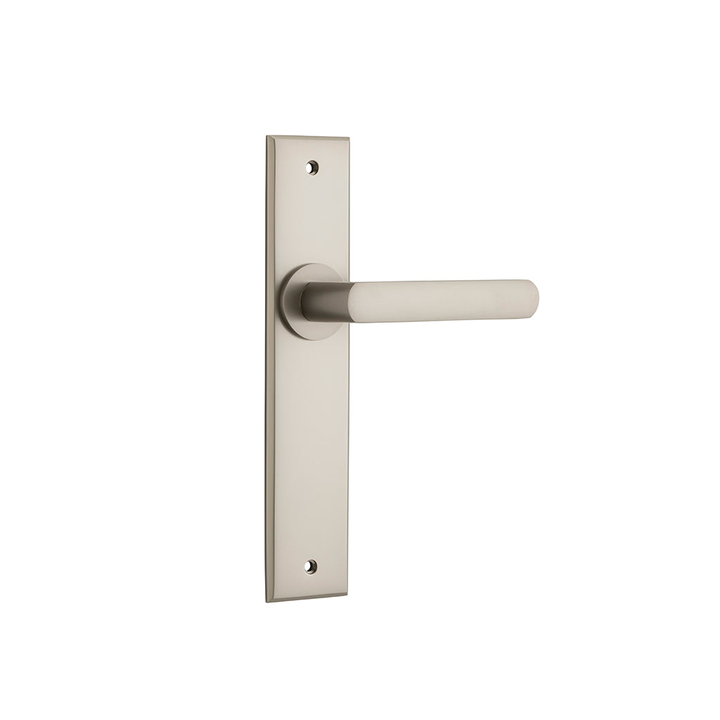 Osaka Lever - Chamfered Backplate Satin Nickel / Passage / Lever Set Only