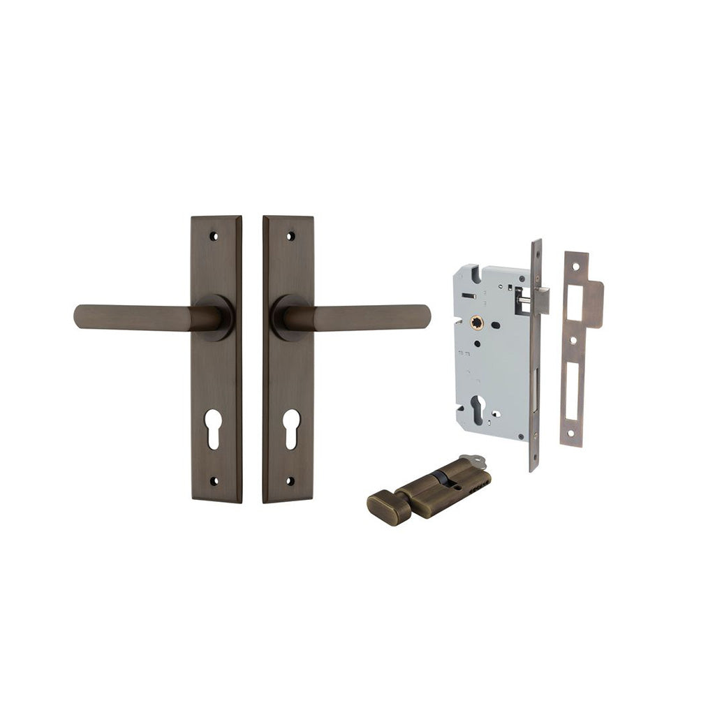 Osaka Lever - Chamfered Backplate Signature Brass / Entrance / Entrance Kit (Key-Thumb)