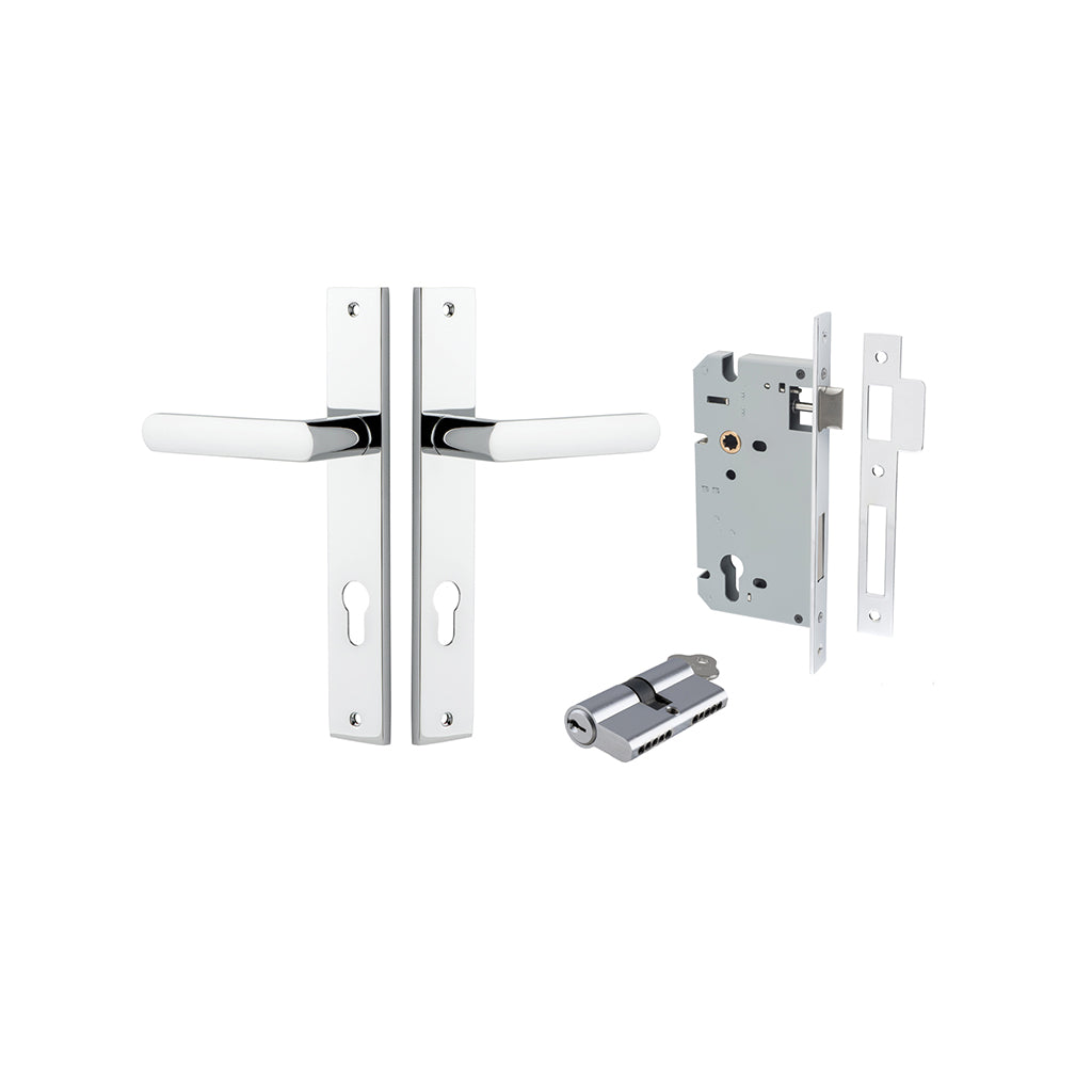 Osaka Lever - Rectangular Backplate Polished Chrome / Entrance / Entrance Kit Dual Function (Key-Key)
