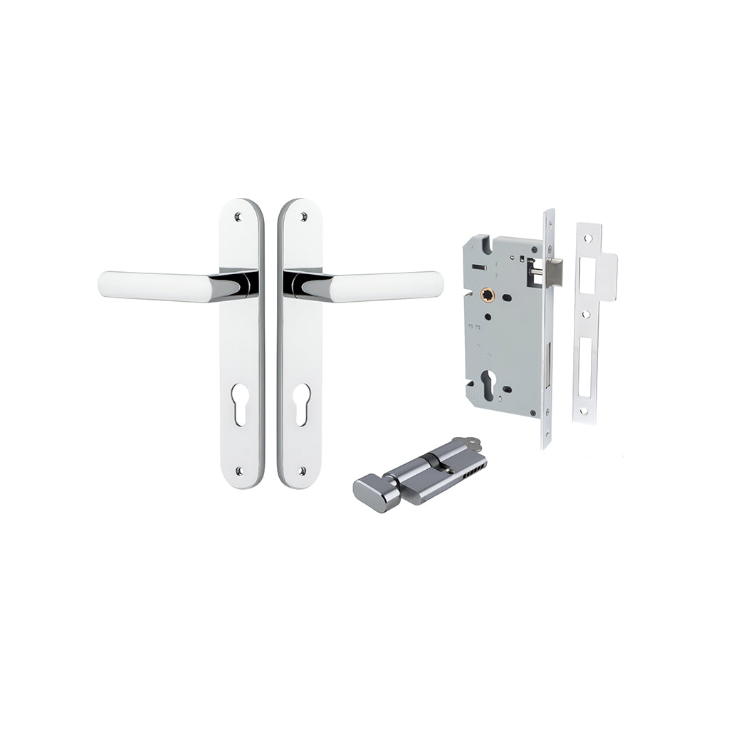 Osaka Lever - Oval Backplate Polished Chrome / Entrance / Entrance Kit (Key-Thumb)