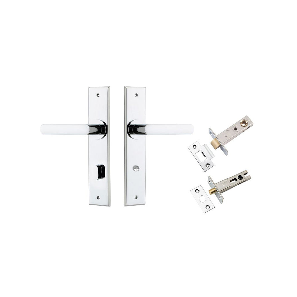 Osaka Lever - Chamfered Backplate Polished Chrome / Privacy / Separate Privacy Kit