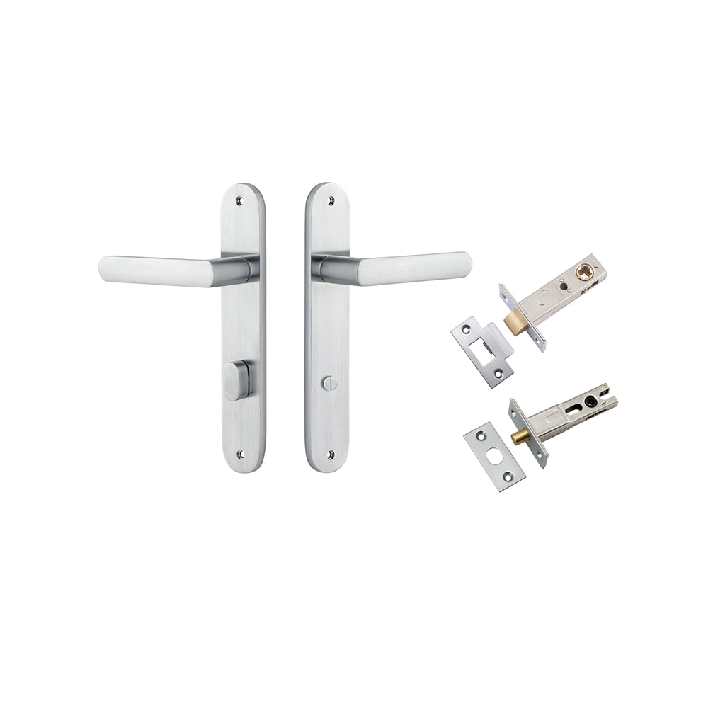 Osaka Lever - Oval Backplate Brushed Chrome / Privacy / Separate Privacy Kit