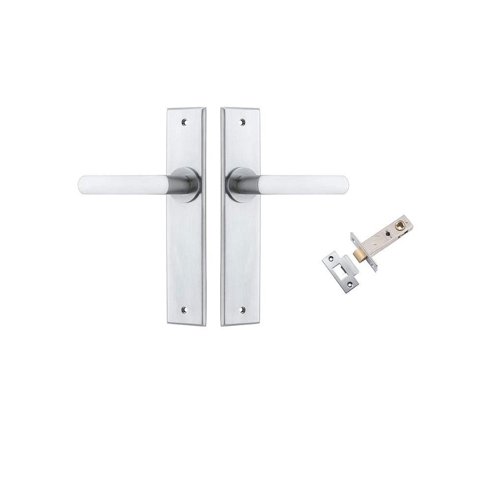 Osaka Lever - Chamfered Backplate Brushed Chrome / Passage / Passage Kit